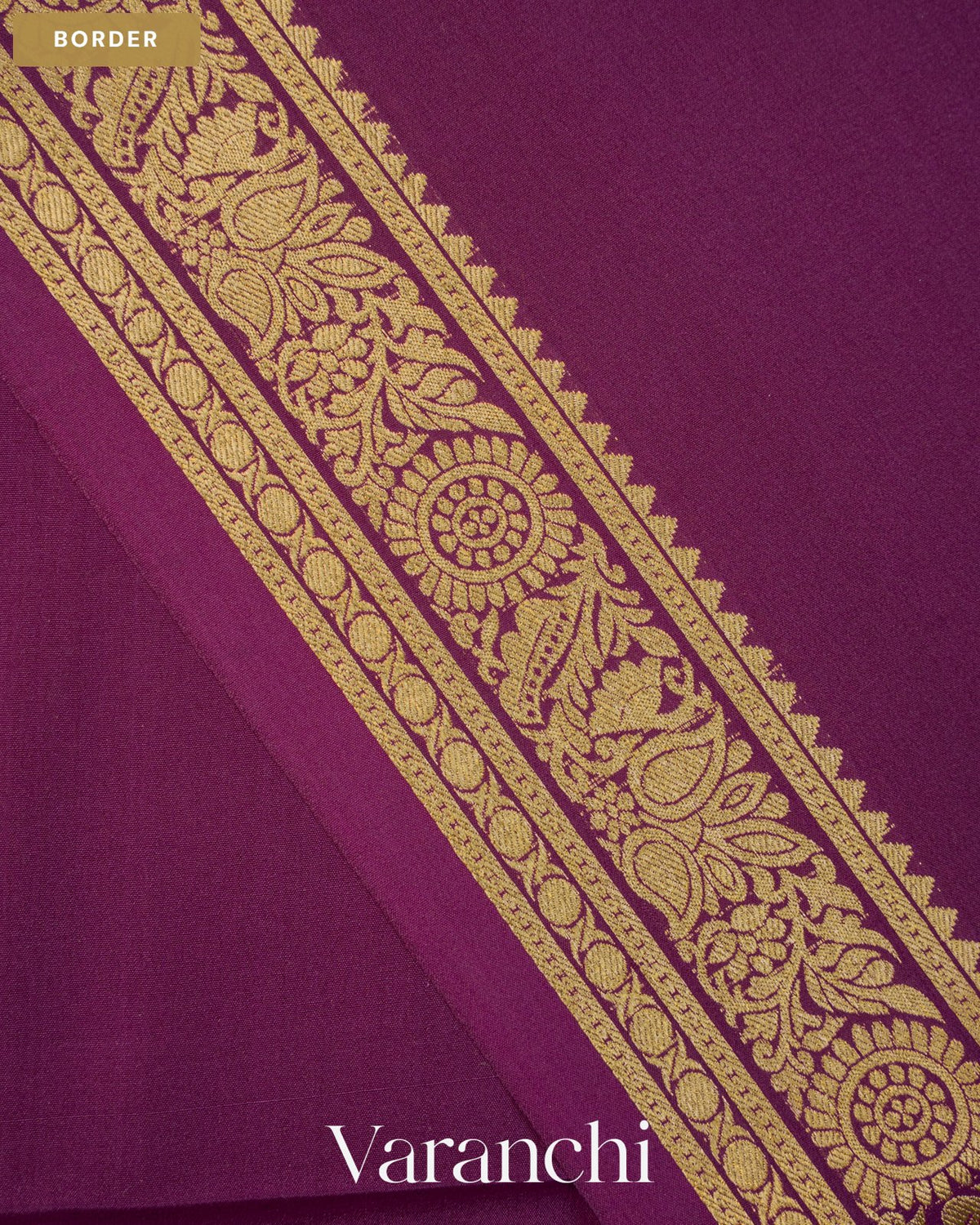 Wine Purple Pure Mysore Crepe Silk Saree — Border
