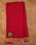 Royal Red Pure Mysore Crepe Silk Saree — Full Saree