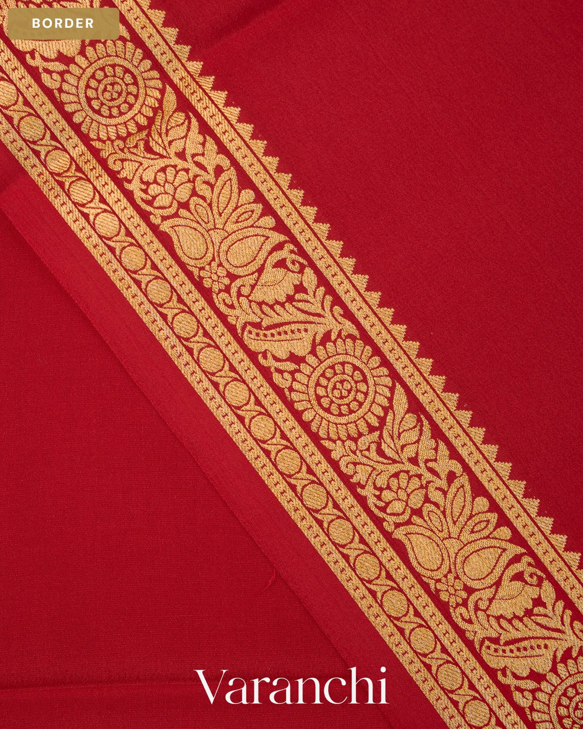 Royal Red Pure Mysore Crepe Silk Saree — Border
