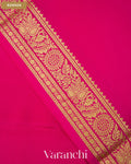 Rani Pink Pure Mysore Crepe Silk Saree — Border