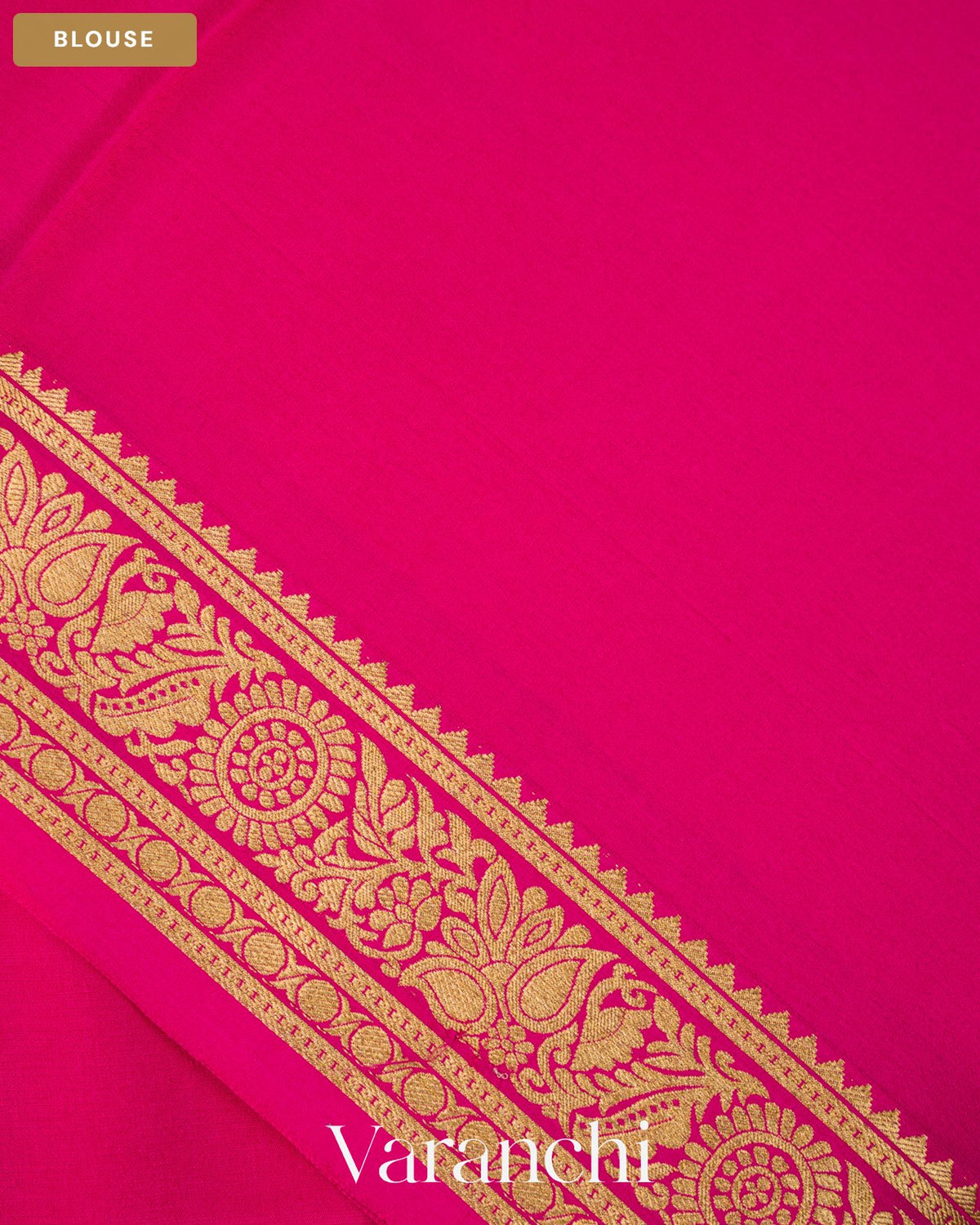 Rani Pink Pure Mysore Crepe Silk Saree — Blouse