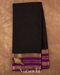 Black Maroon Pure Mysore Crepe Silk Saree — Full Saree
