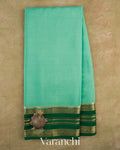 Sea Green Pure Mysore Crepe Silk Saree — Full Saree
