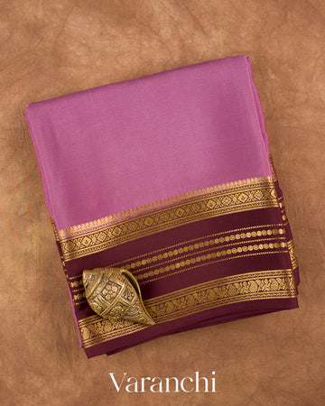 Mauve Pure Mysore Crepe Silk Saree — Folded