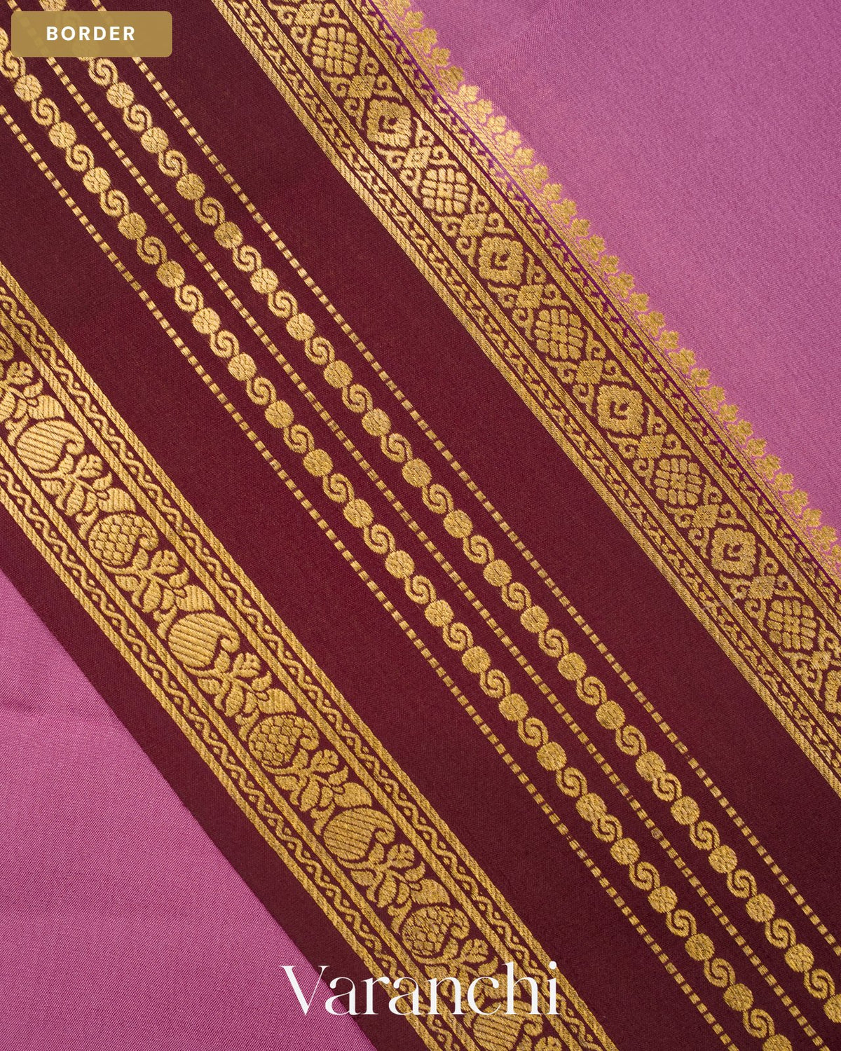 Mauve Pure Mysore Crepe Silk Saree — Border