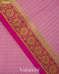 Peach Checkered Pure Mysore Crepe Silk Saree — Border
