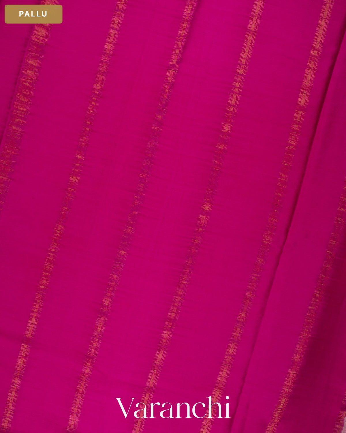 Peach Checkered Pure Mysore Crepe Silk Saree — Pallu