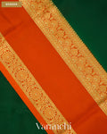 Bottle Green Pure Mysore Crepe Silk Saree — Border