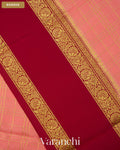 Coral Peach Checkered Pure Mysore Crepe Silk Saree — Border