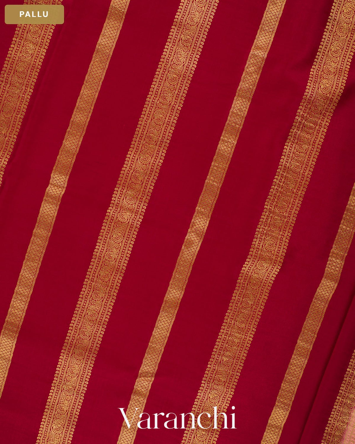 Coral Peach Checkered Pure Mysore Crepe Silk Saree — Pallu