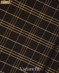Black Checkered Pure Mysore Crepe Silk Saree — Body