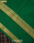 Black Checkered Pure Mysore Crepe Silk Saree — Blouse