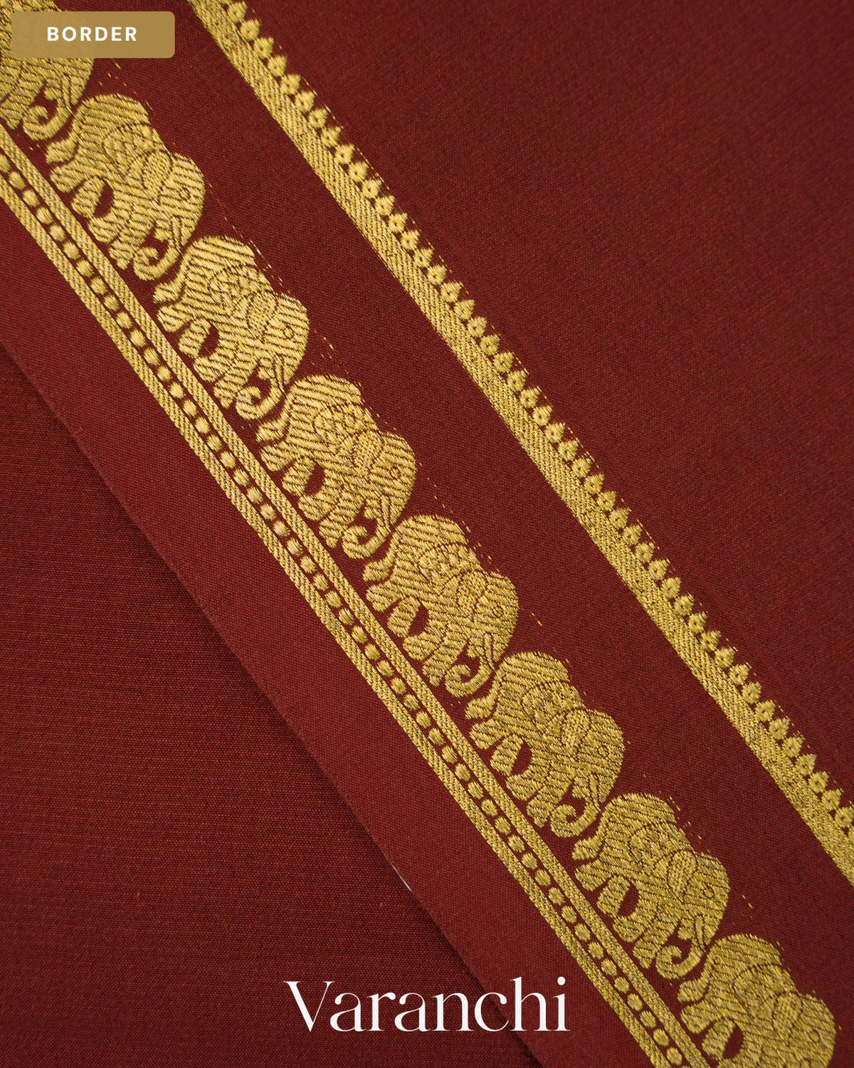 Wine Maroon Pure Mysore Crepe Silk Saree — Border