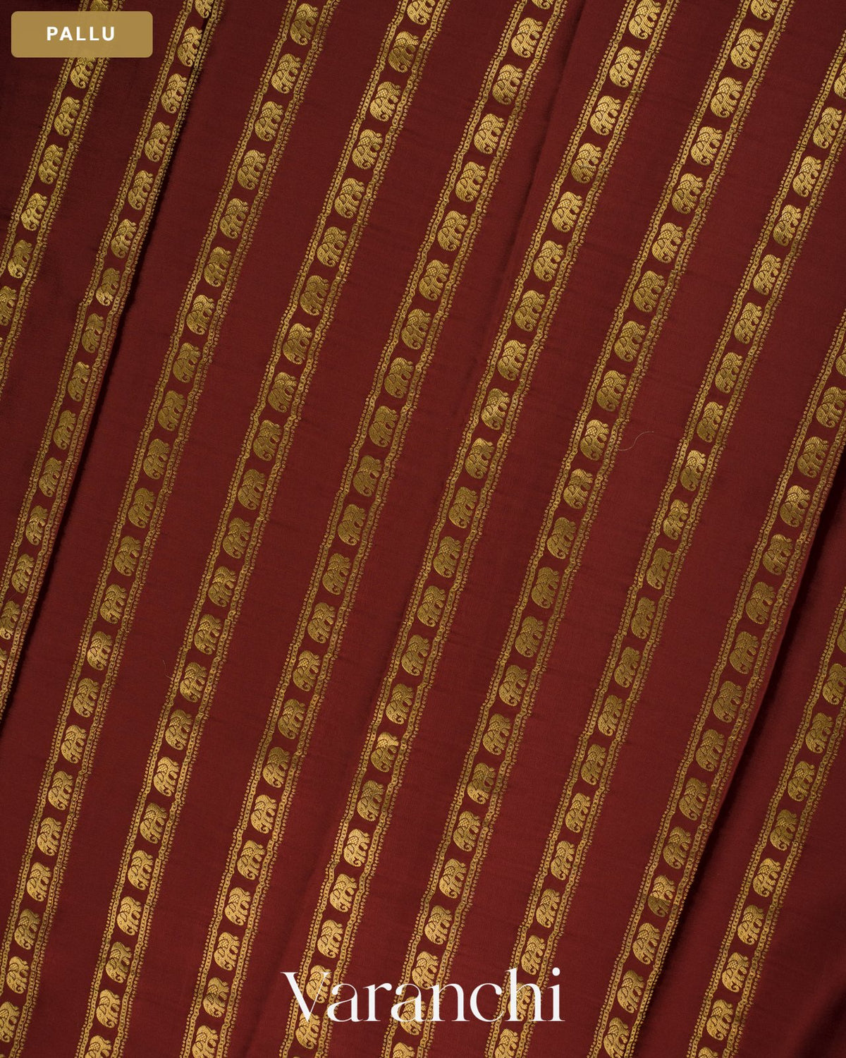 Wine Maroon Pure Mysore Crepe Silk Saree — Pallu