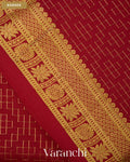 Maroon Checkered Pure Mysore Crepe Silk Saree — Border