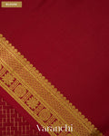 Maroon Checkered Pure Mysore Crepe Silk Saree — Blouse