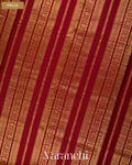 Maroon Checkered Pure Mysore Crepe Silk Saree — Pallu