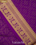 Purple Checkered Pure Mysore Crepe Silk Saree — Border