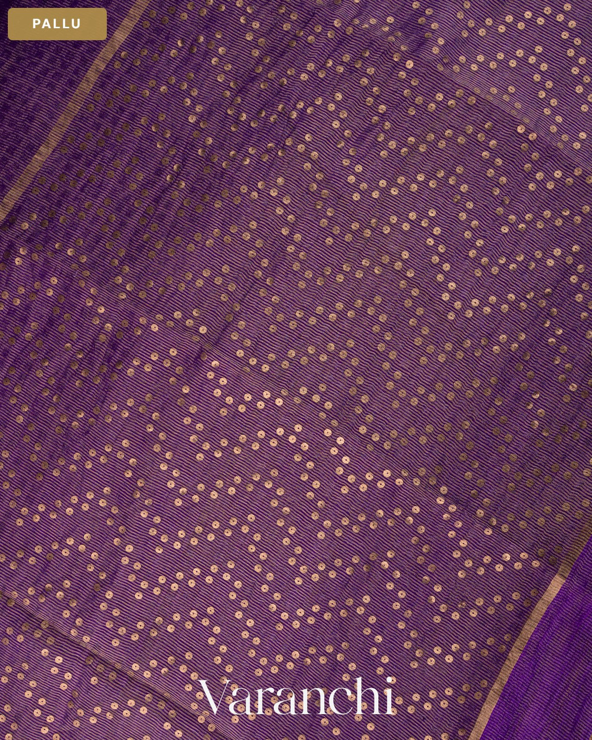 Purple with Sequin Embroidery Pure Muslin Silk Handloom Saree — Pallu