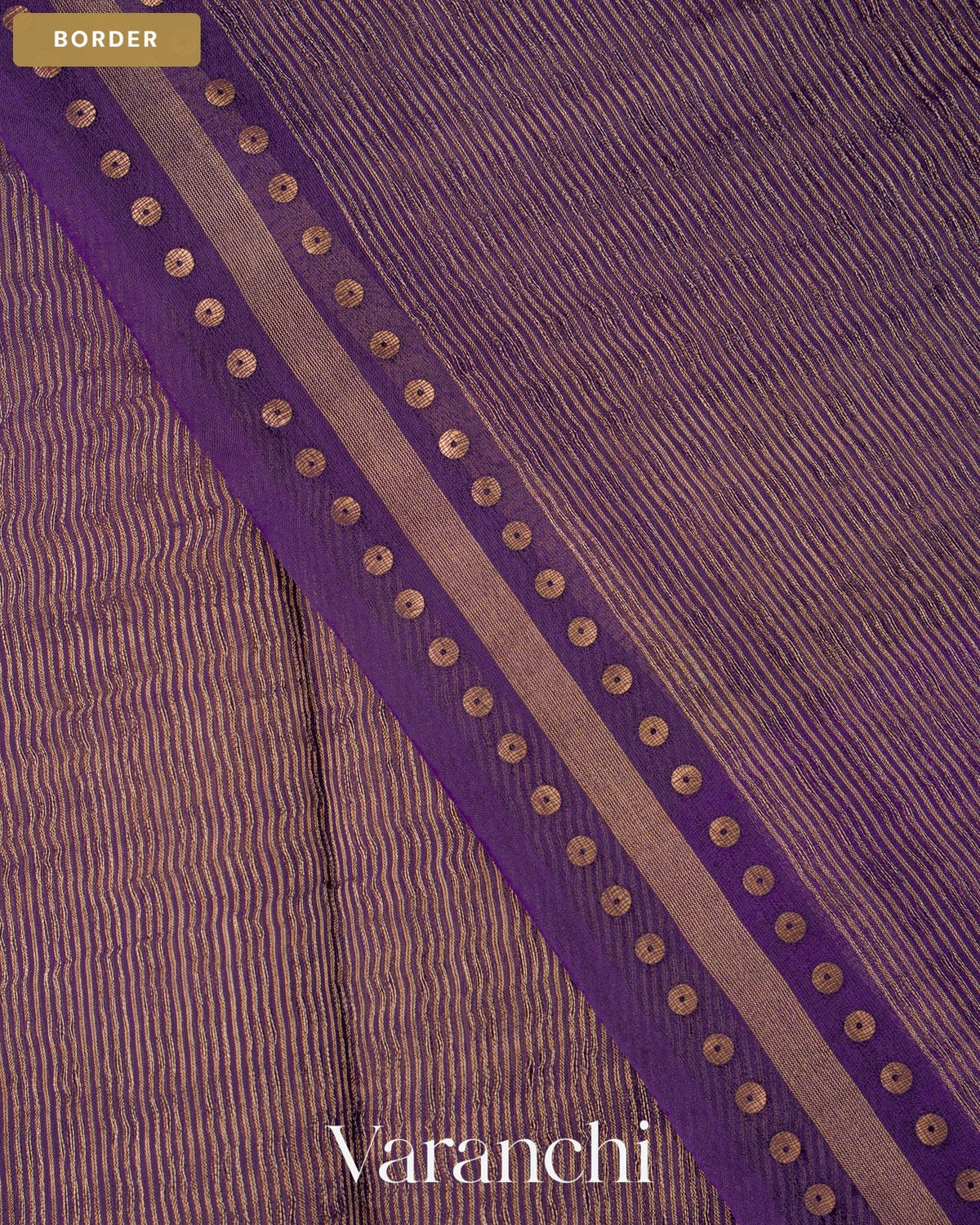 Purple with Sequin Embroidery Pure Muslin Silk Handloom Saree — Border