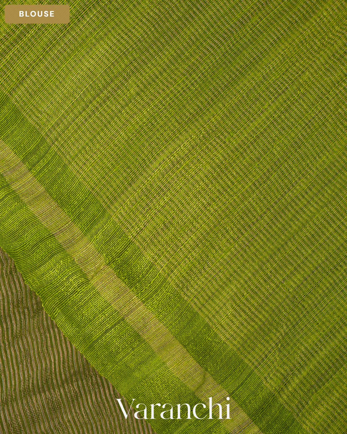 Leafy Green with Sequin Embroidery Pure Muslin Silk Handloom Saree — Blouse
