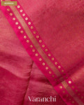 Rani Pink with Sequin Embroidery Pure Muslin Silk Handloom Saree — Border