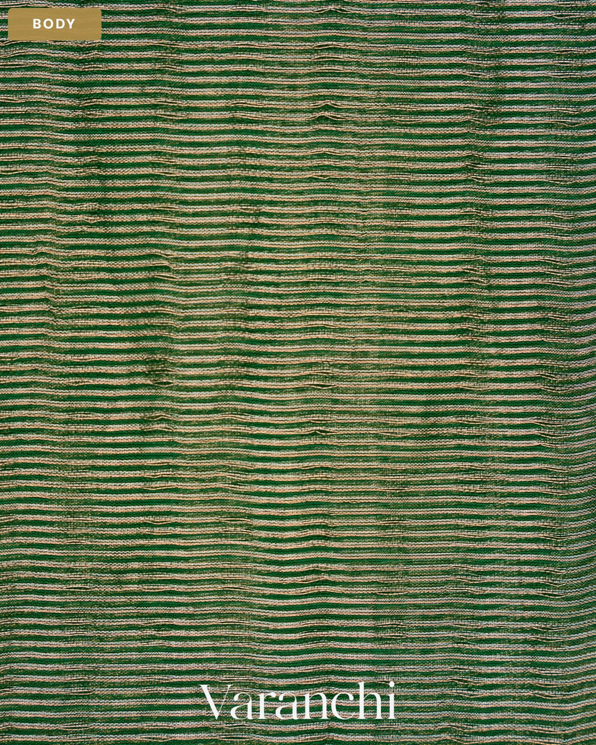 Bottle Green with Sequin Embroidery Pure Muslin Silk Handloom Saree — Body