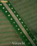Bottle Green with Sequin Embroidery Pure Muslin Silk Handloom Saree — Border