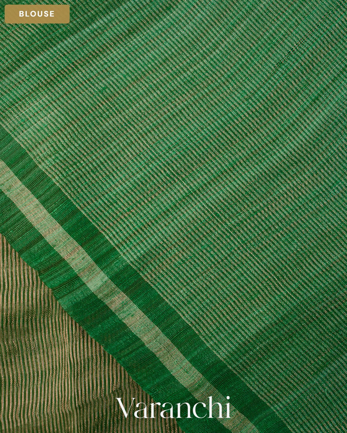 Bottle Green with Sequin Embroidery Pure Muslin Silk Handloom Saree — Blouse