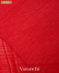 Chilly Red Floral Jamdani Pure Matka Silk Handloom Saree — Blouse