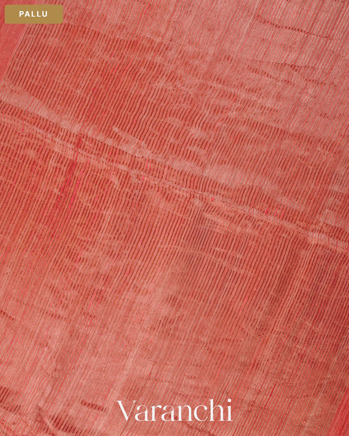 Peach Floral Jamdani Pure Matka Silk Handloom Saree — Pallu