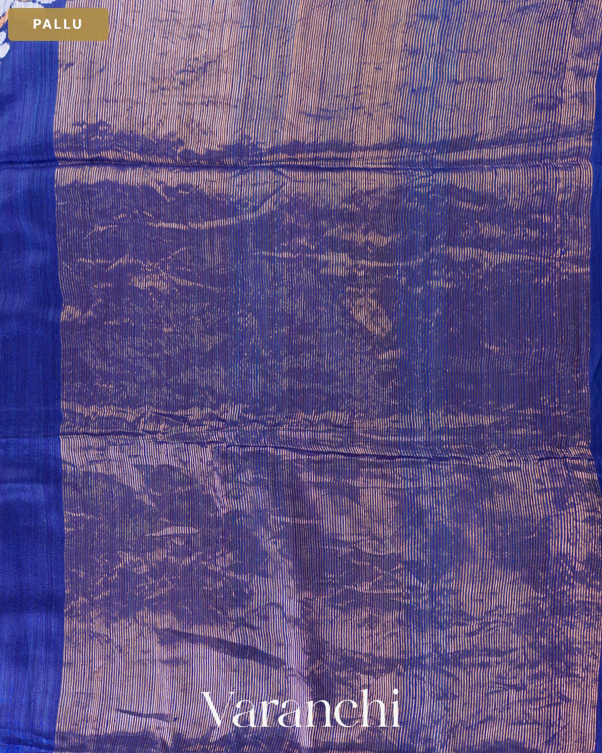Royal Blue Floral Jamdani Pure Matka Silk Handloom Saree — Pallu