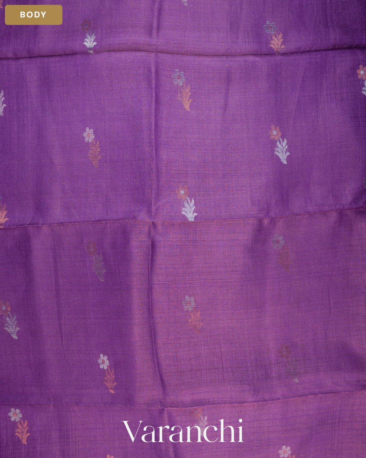 Purple Jamdani Pure Tussar Silk Handloom Saree — Body