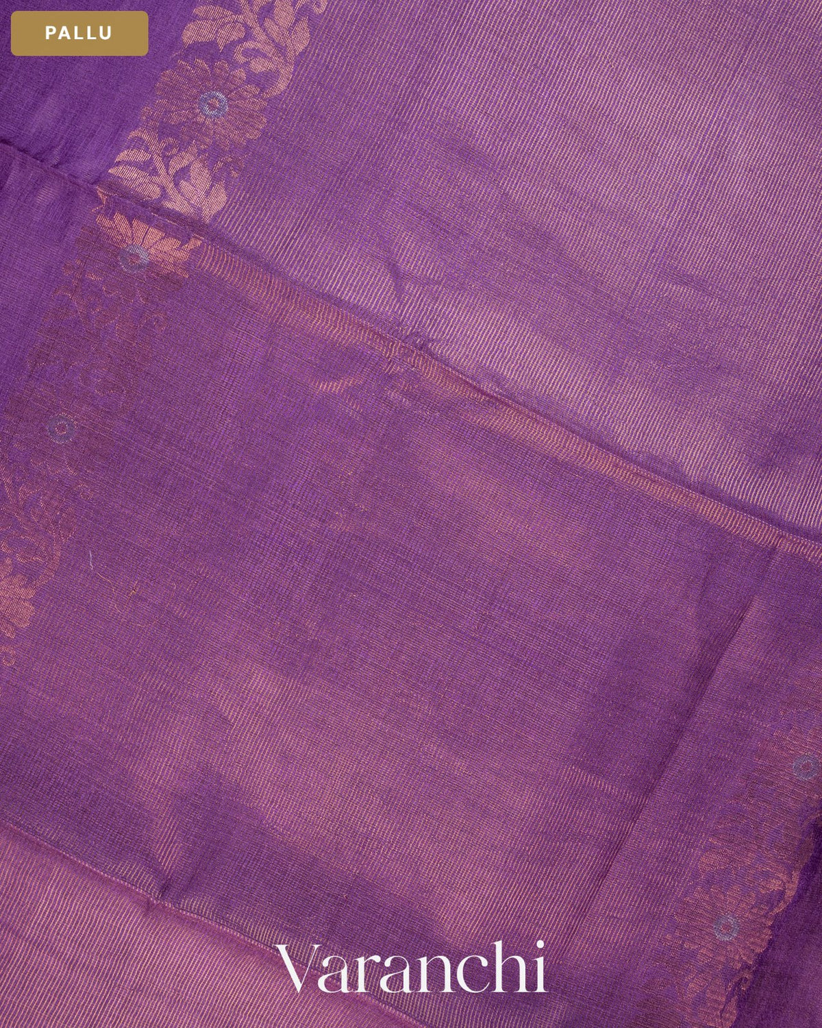 Purple Jamdani Pure Tussar Silk Handloom Saree — Pallu