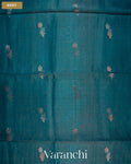 Teal Blue Jamdani Pure Tussar Tissue Silk Saree — Body