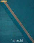 Teal Blue Jamdani Pure Tussar Tissue Silk Saree — Border