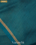 Teal Blue Jamdani Pure Tussar Tissue Silk Saree — Blouse
