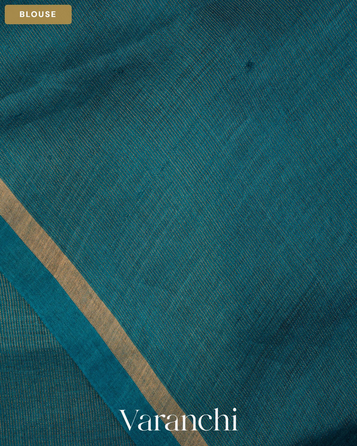 Teal Blue Jamdani Pure Tussar Tissue Silk Saree — Blouse