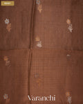 Coco Brown Jamdani Pure Tussar Tissue Silk Saree — Body