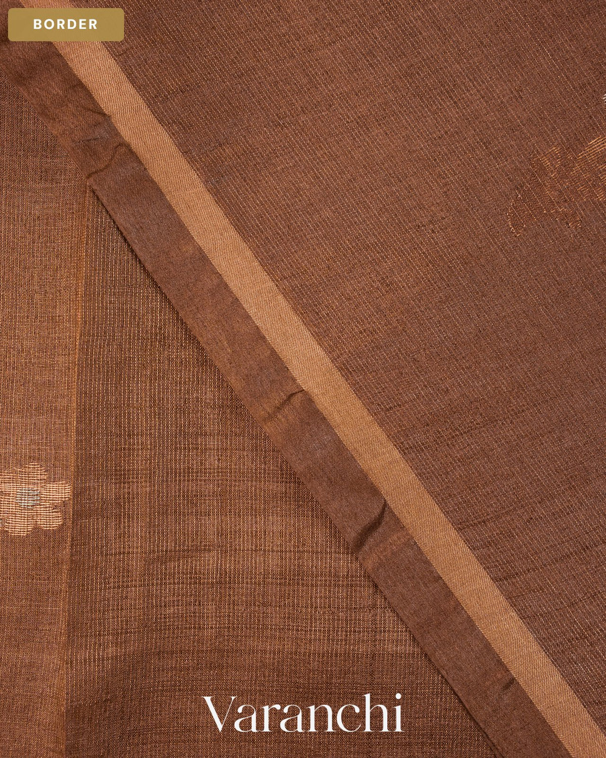 Coco Brown Jamdani Pure Tussar Tissue Silk Saree — Border