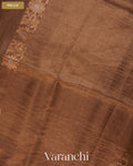 Coco Brown Jamdani Pure Tussar Tissue Silk Saree — Pallu