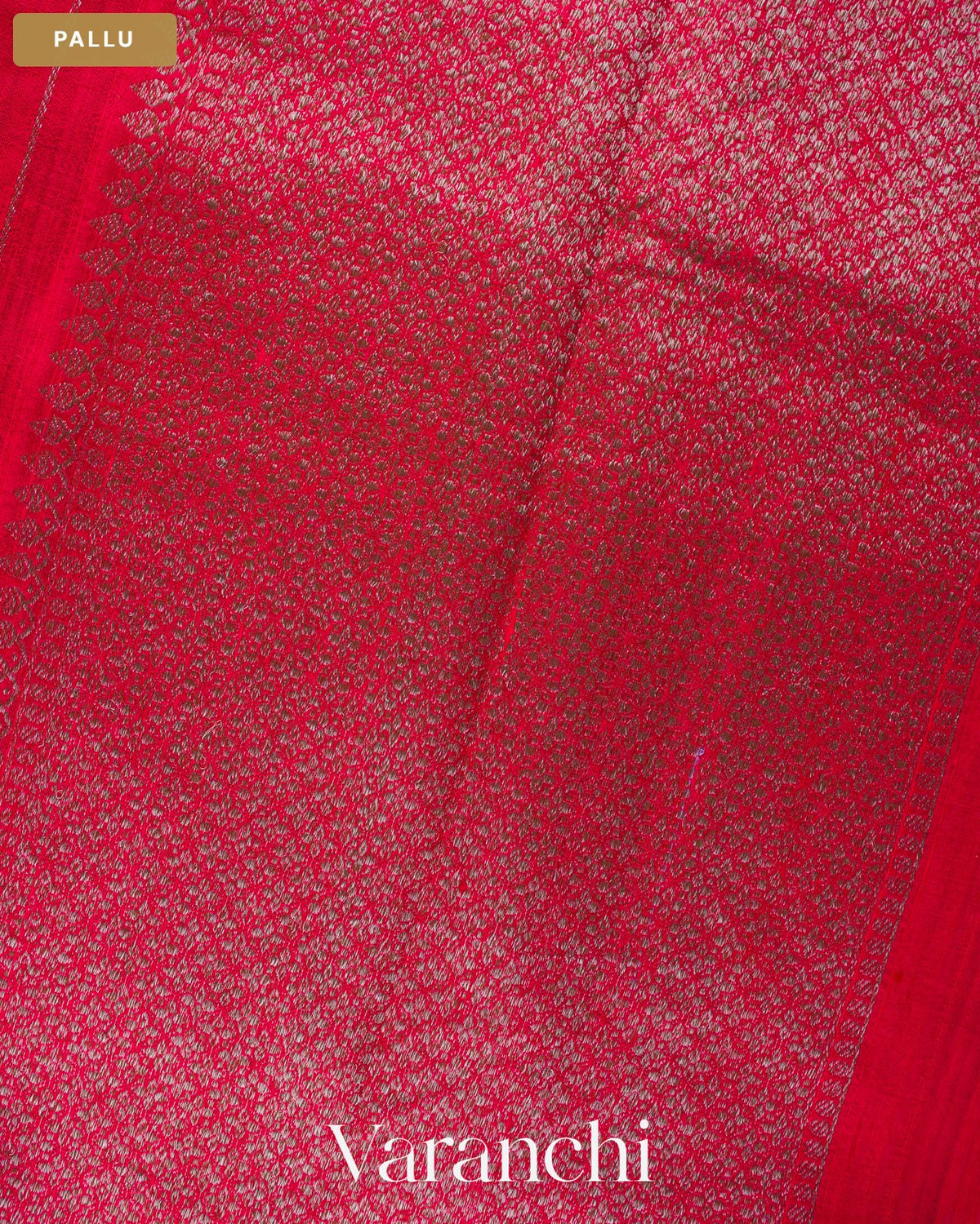 Tomato Red Striped Pure Raw Silk Handloom Saree — Pallu