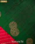 Tomato Red Striped Pure Raw Silk Handloom Saree — Blouse