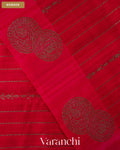 Tomato Red Striped Pure Raw Silk Handloom Saree — Border