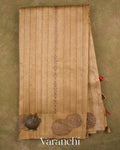 Ivory Striped Pure Raw Silk Handloom Saree — Full Saree