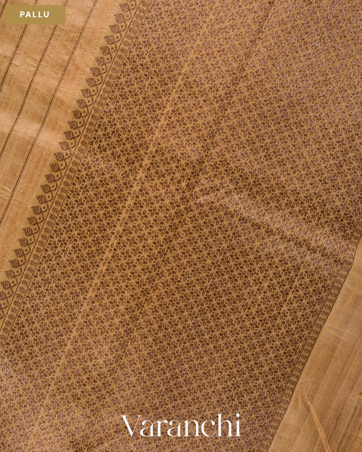 Ivory Striped Pure Raw Silk Handloom Saree — Pallu