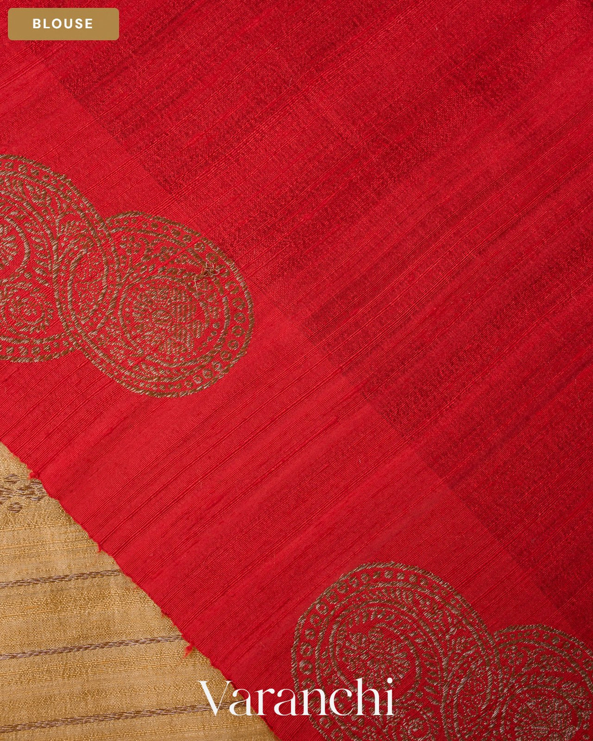 Ivory Striped Pure Raw Silk Handloom Saree — Blouse