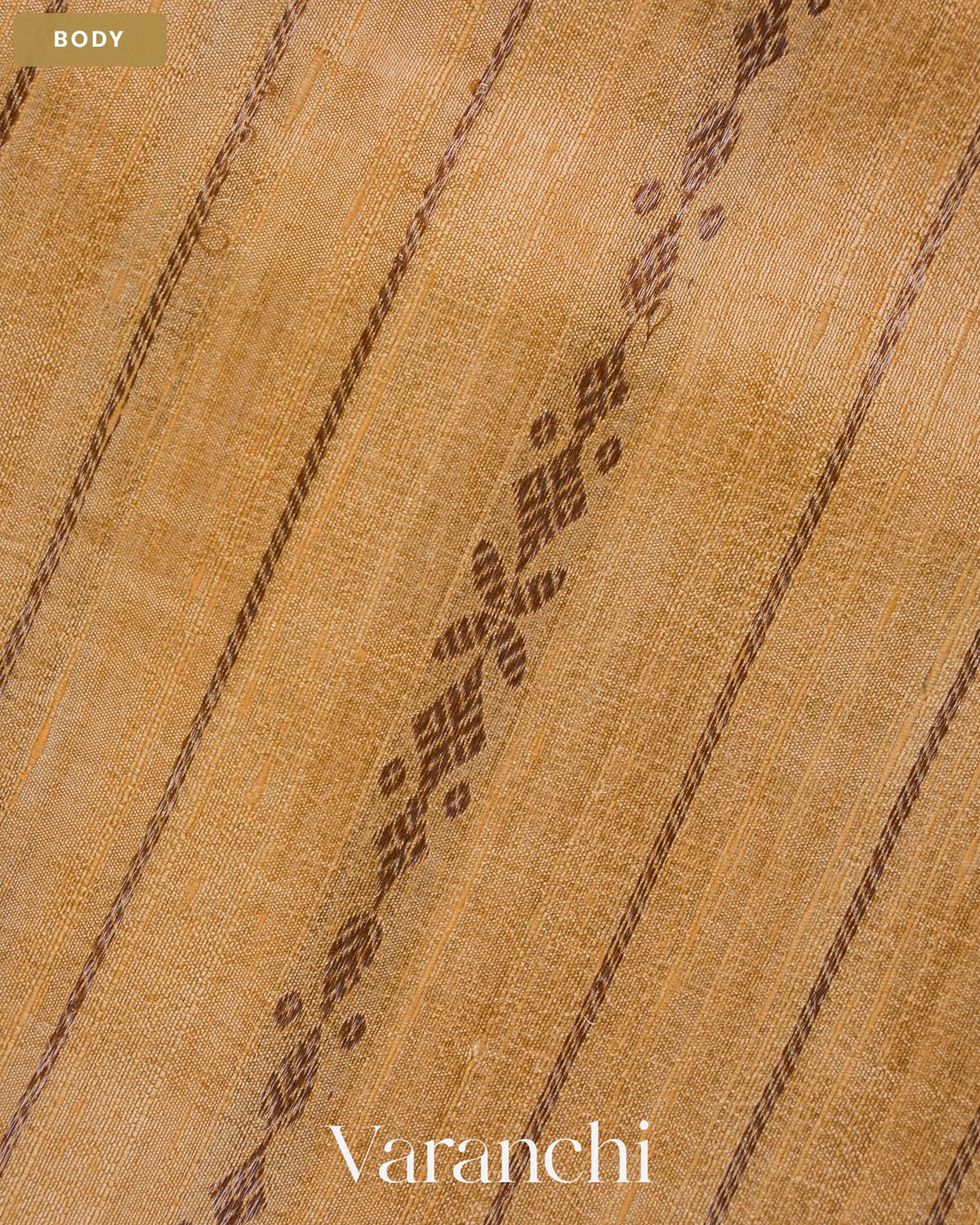 Ivory Striped Pure Raw Silk Handloom Saree — Body