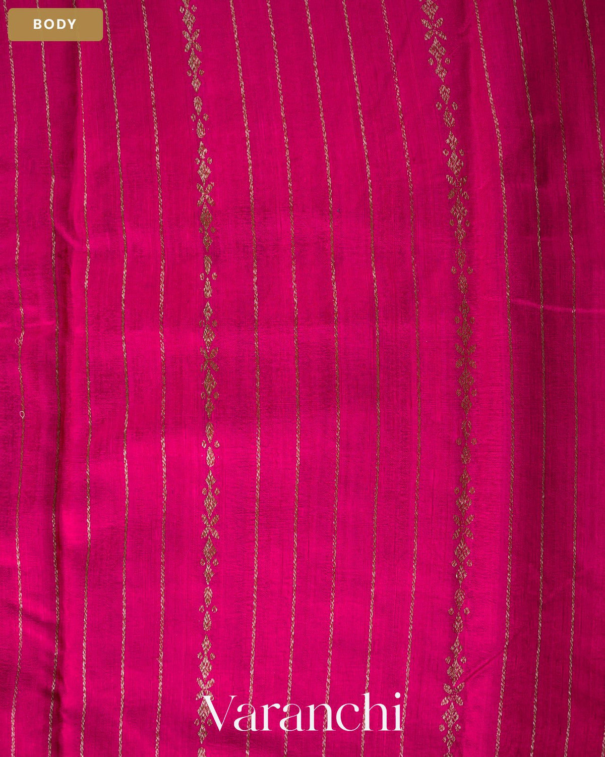 Rani Pink Striped Pure Raw Silk Handloom Saree — Body