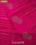 Rani Pink Striped Pure Raw Silk Handloom Saree — Border